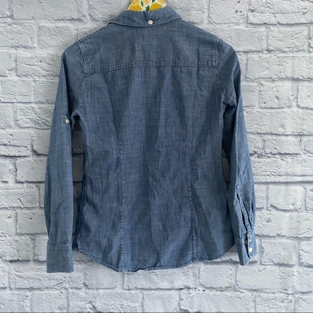 J. Crew Women's Blue Chambray Button Front Shirt Size XS - Picture 4 of 4
